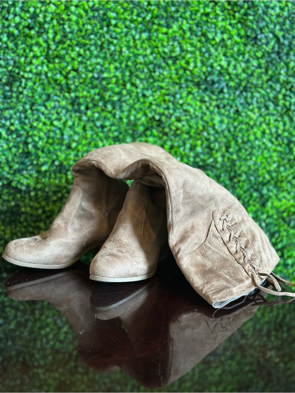 Over-the-Knee Taupe Suede Women's Boots